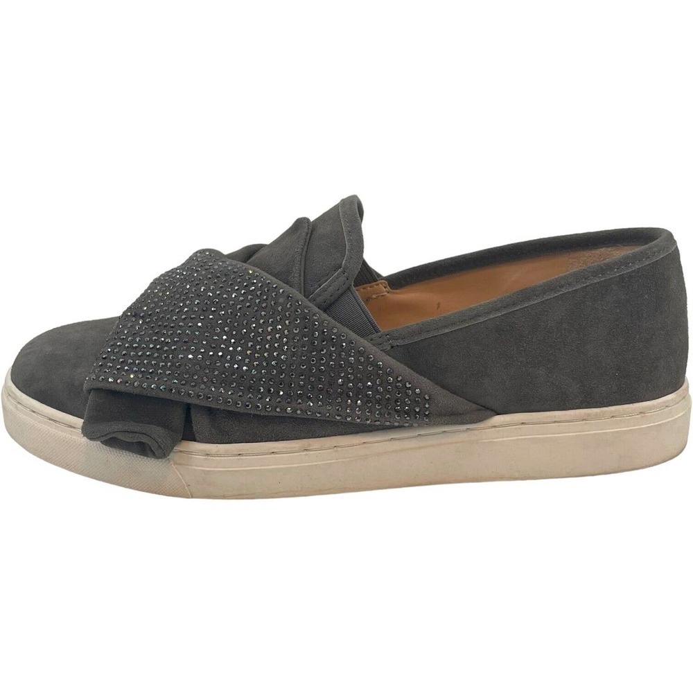 Vince Camuto Gray Barita Suede Rhinestone Slip On Sneaker Flat Size 8M - Picture 5 of 13